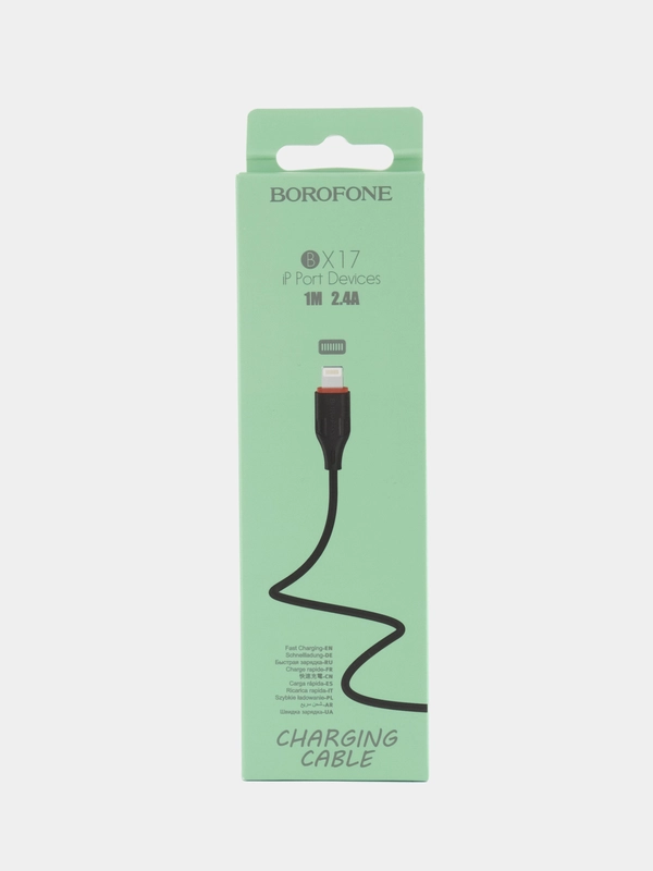 USB-кабель BOROFONE BX17, Apple 8 pin, пластик, 1.0 м, круглый, черный