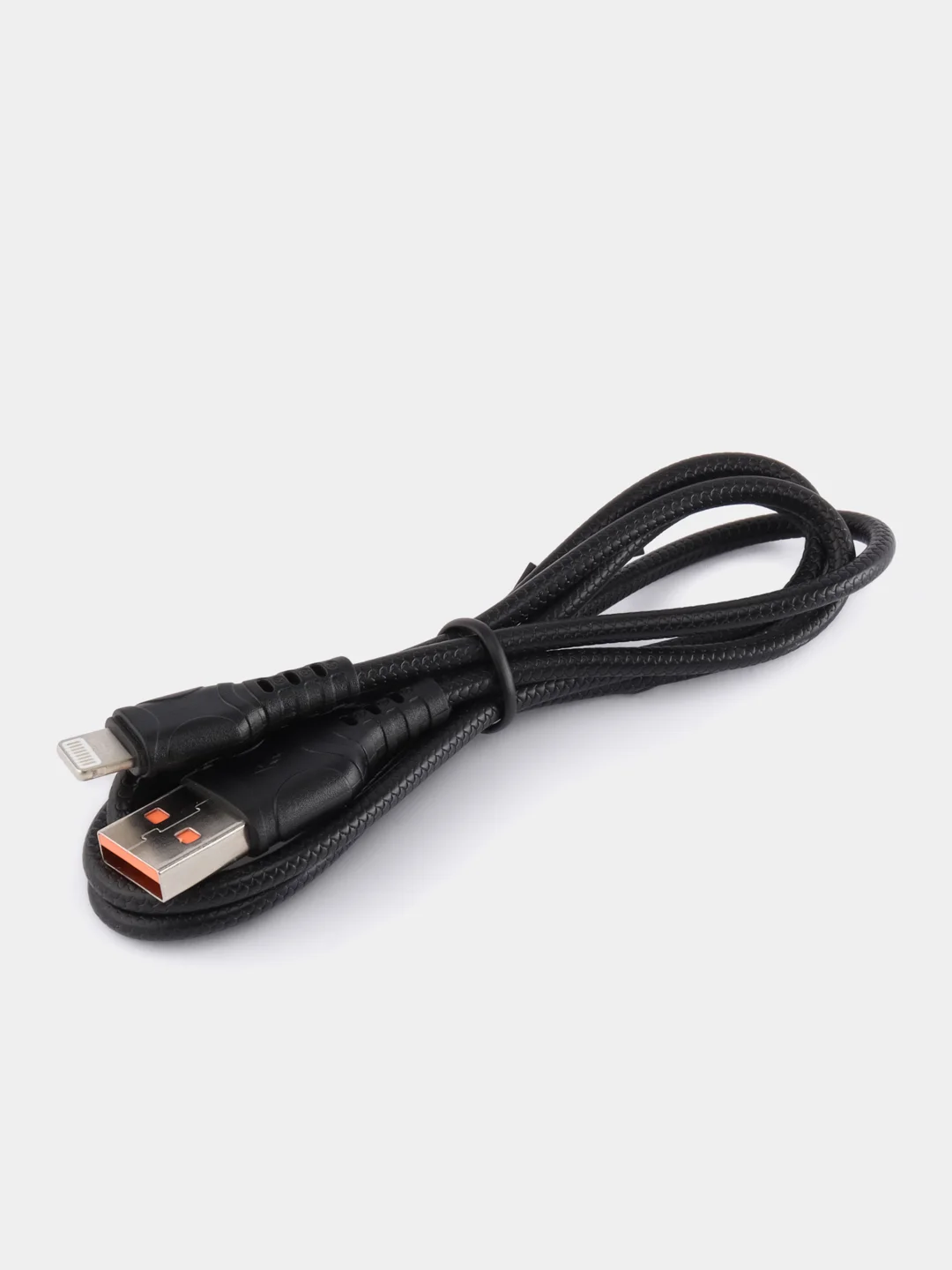 USB-кабель Denmen D06L, Apple 8 pin, пластик, 1.0 м, круглый, черный