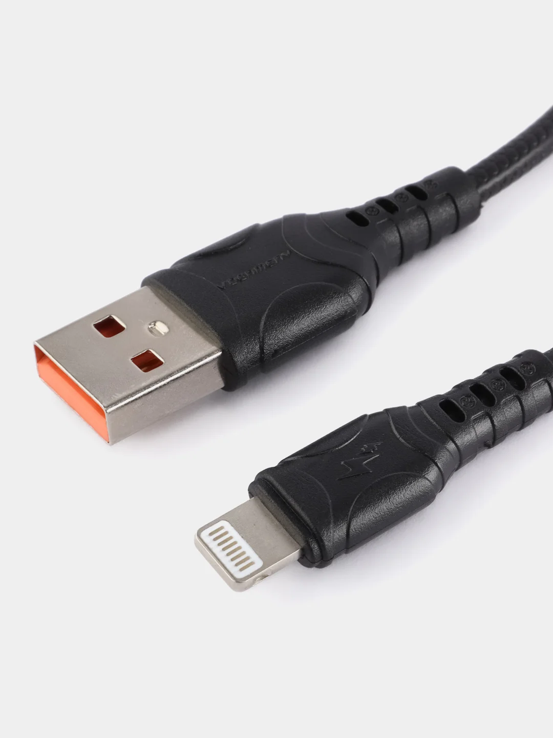 USB-кабель Denmen D06L, Apple 8 pin, пластик, 1.0 м, круглый, черный