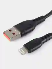 USB-кабель Denmen D06L, Apple 8 pin, пластик, 1.0 м, круглый, черный