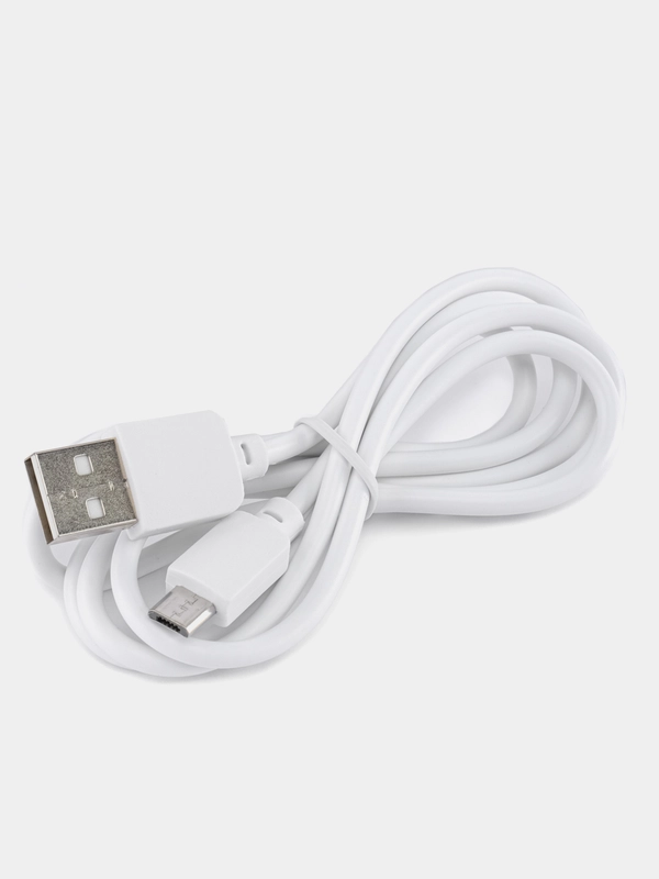 USB-Кабель, micro USB, силикон, 1.0 м, круглый, белый