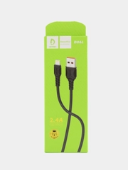 USB-кабель Denmen D06L, Apple 8 pin, пластик, 1.0 м, круглый, черный