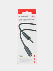 AUX-кабель BOROFONE BL12, 3.5 мм, силикон, разъем-пластик, 1.0 м, круглый, черный