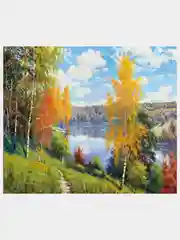 Алмазная мозаика "Осенний пейзаж" без подрамника, полная выкладка, размер 40 х 50 см