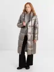 Куртка женская зимняя стеганая с капюшоном, пуховик длинный и теплый