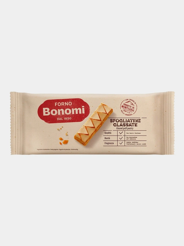 Печенье Forno Bonomi "Сфольяттине Глассате", слоеное, глазированное, 135 г