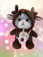 Коричневый мягкая игрушка Котик в костюме оленя, плюшевая с бубенцом, 18см,подарок детям на новый год