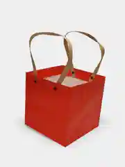 Бежевый подарочный пакет для цветов/ Корзинка для цветов/ Ваза для цветов складная/ Сумка