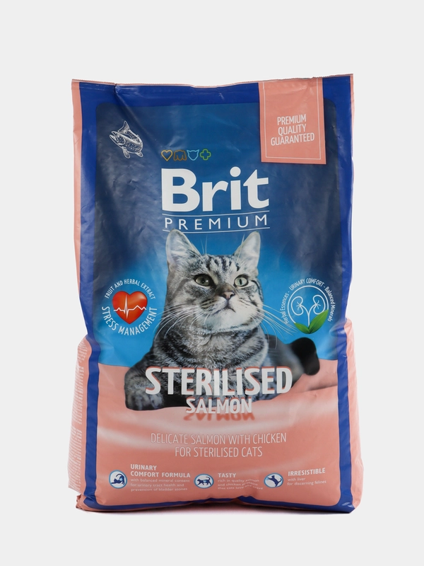 BRIT PREMIUM, Сухой корм с лососем и кур. д/стер кош "Cat Sterilised Salmon&Chicken", 8 кг