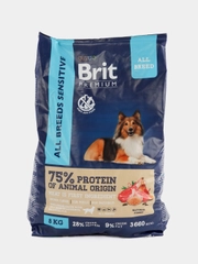 BRIT PREMIUM, Сухой корм с ягнёнком и индейкой для собак всех пород "Dog Sensitive", 8кг