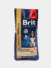 BRIT PREMIUM, Сухой корм с индейкой и телятиной для собак "Dog Adult Medium",15 кг