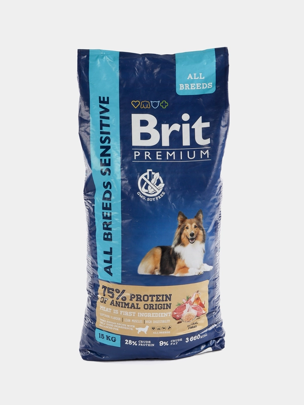 BRIT PREMIUM, Сухой корм с ягненком и индейкой для собак всех пород "Dog Sensitive", 15кг