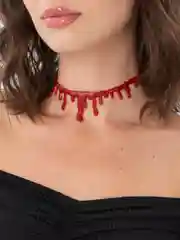 Алый чокер / серьги / маска "Кровавая Мэри" на Хэллоуин, отдельно и комплектом