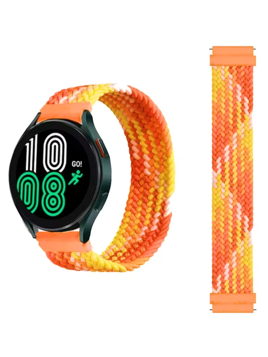Оранжевый плетеный нейлоновый ремешок / монобраслет для Xiaomi Amazfit Bip / Huawei / Samsung 20 мм