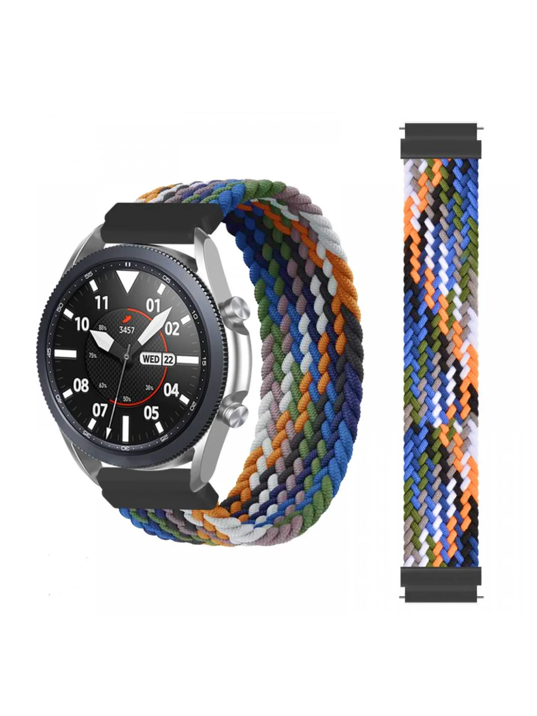 Синий меланж плетеный нейлоновый ремешок / монобраслет для Xiaomi Amazfit Bip / Huawei / Samsung 20 мм