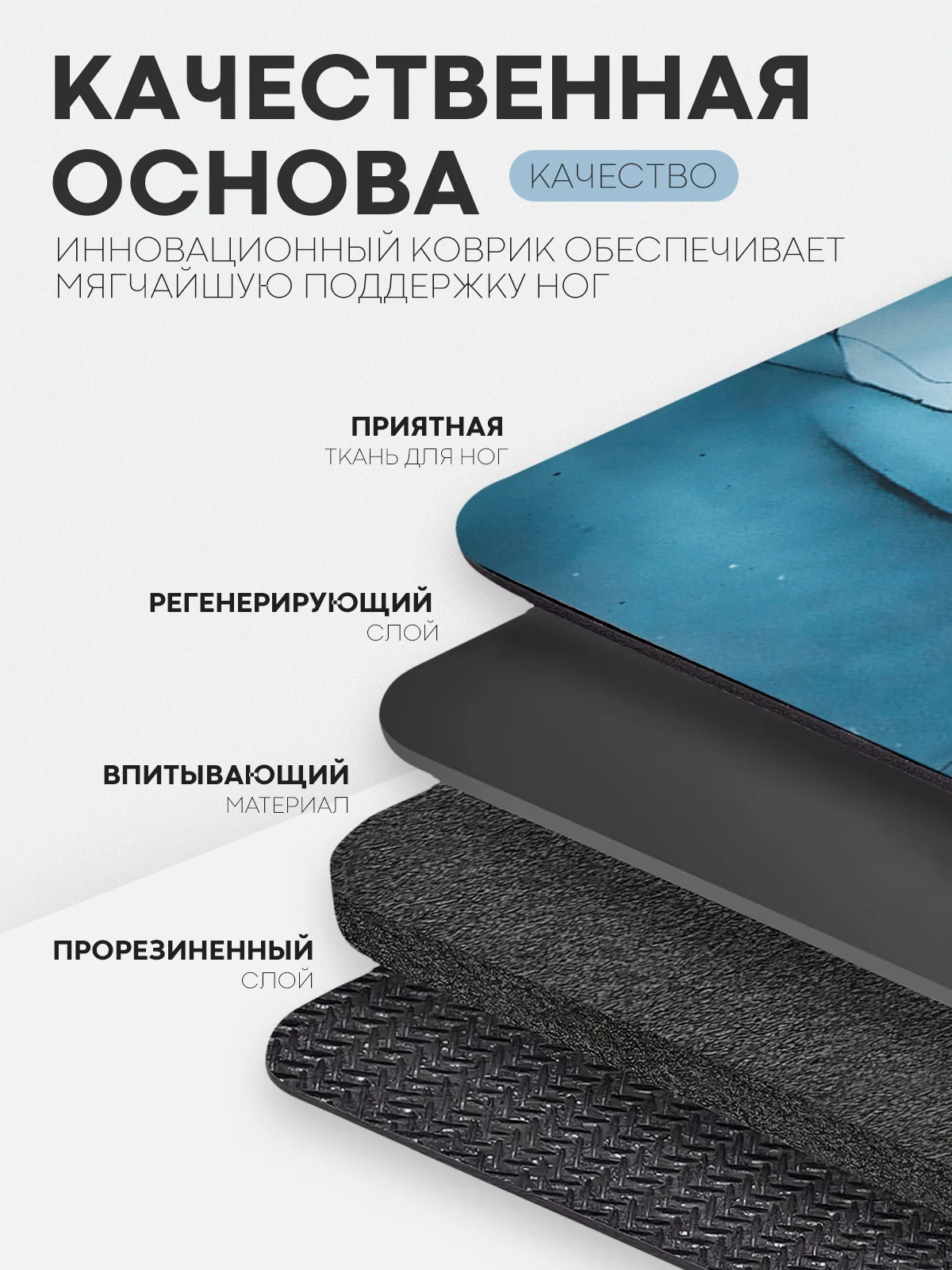 Белый коврик для ванной и туалета противоскользящий КАРТОФАН быстросохнущий, нескользящий,мрамор