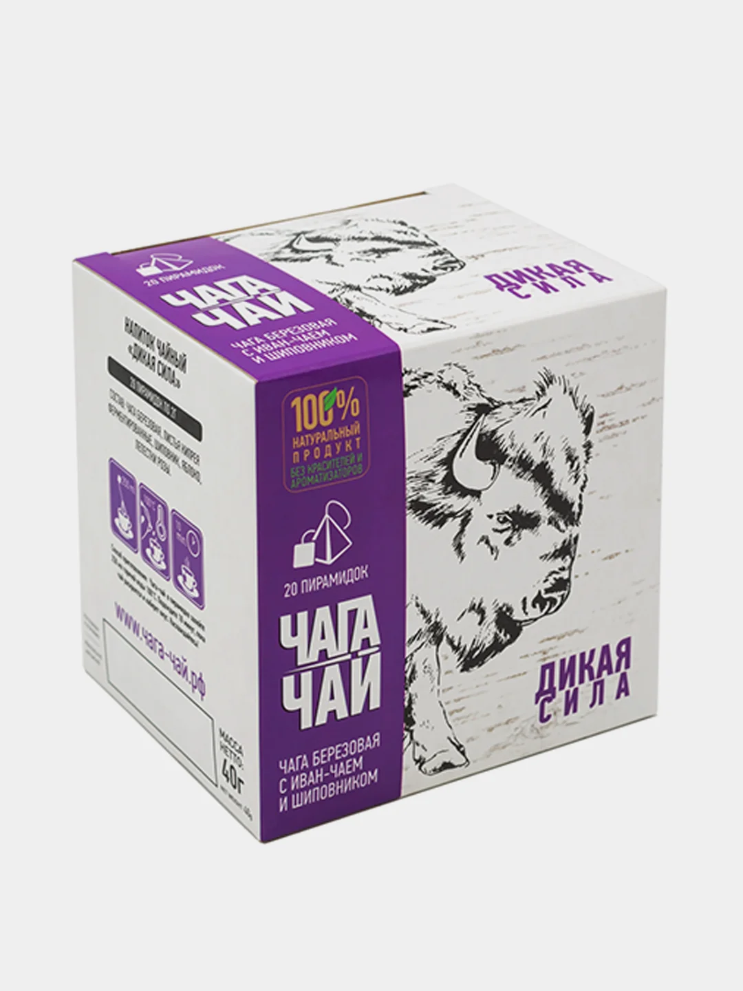 Чага-чай "Дикая сила", в пирамидках, 40 г