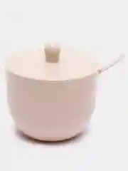 Бежевый сахарница с крышкой и ложкой
