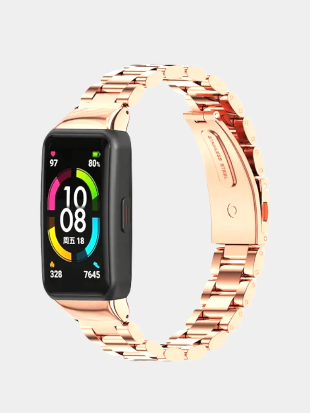Розовый металлический ремешок для Huawei Band 6 / Honor Band 6