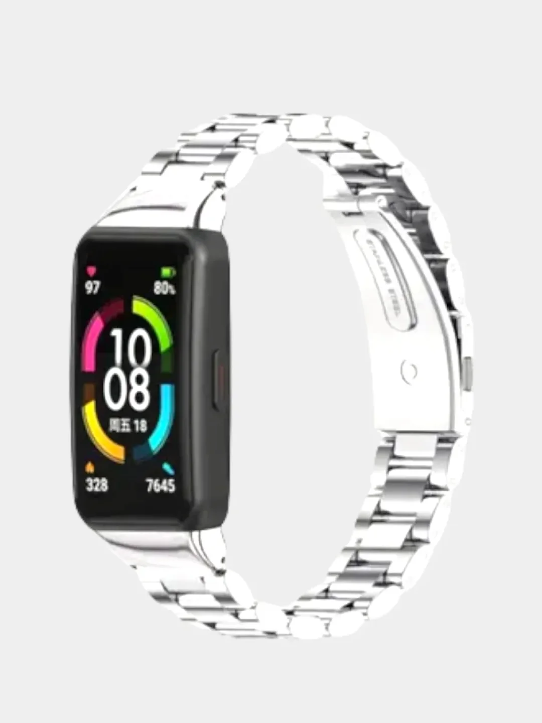 Серебряный металлический ремешок для Huawei Band 6 / Honor Band 6