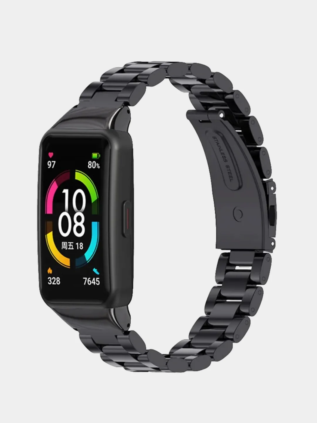 Черный металлический ремешок для Huawei Band 6 / Honor Band 6