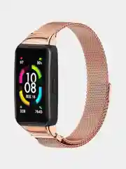 Розовый металлический ремешок для Huawei Band 6 / Honor Band 6