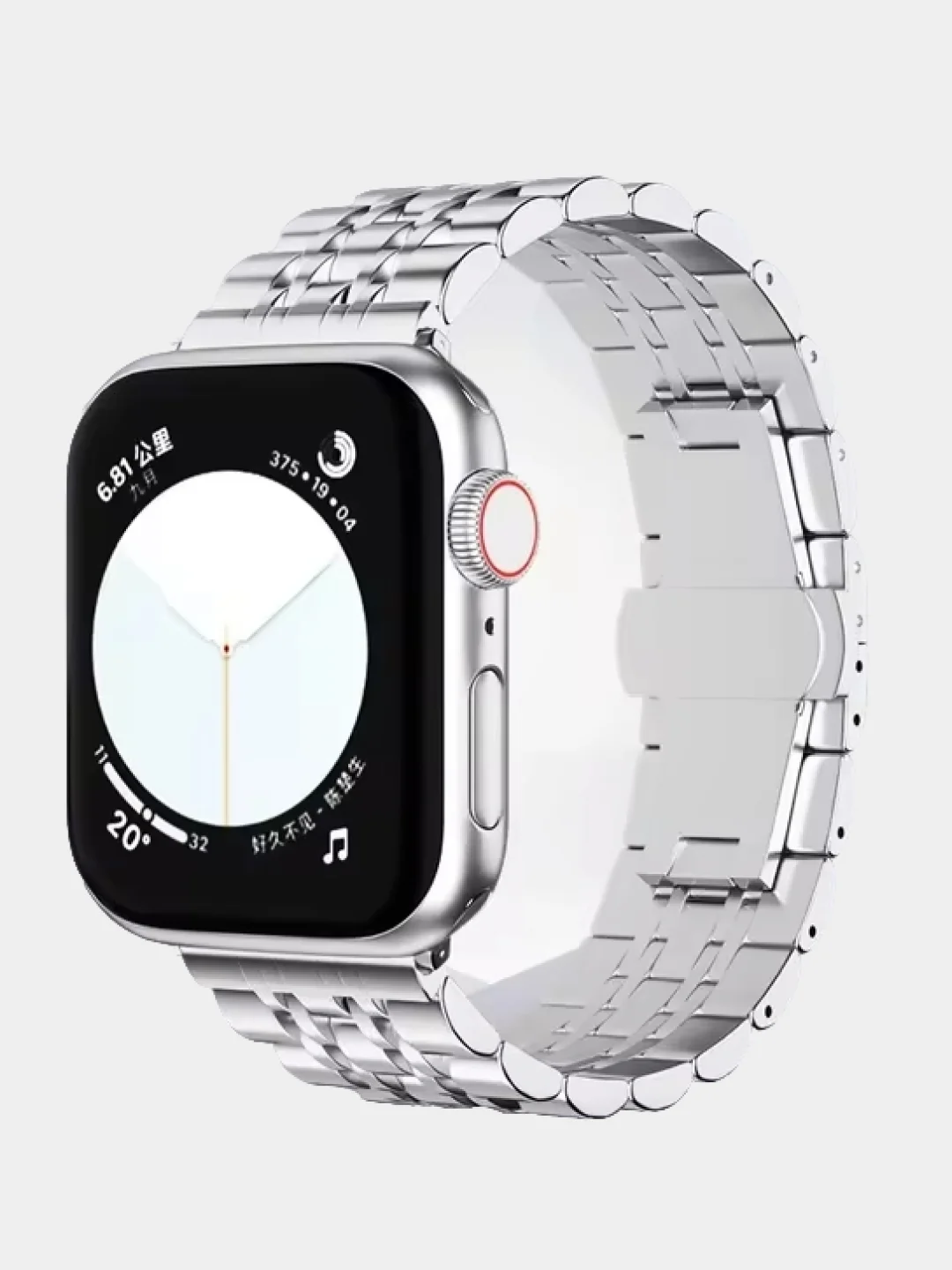 Серебряный металлический ремешок для Apple Watch 38, 40, 41, 42, 44, 45, 49 мм стальной браслет