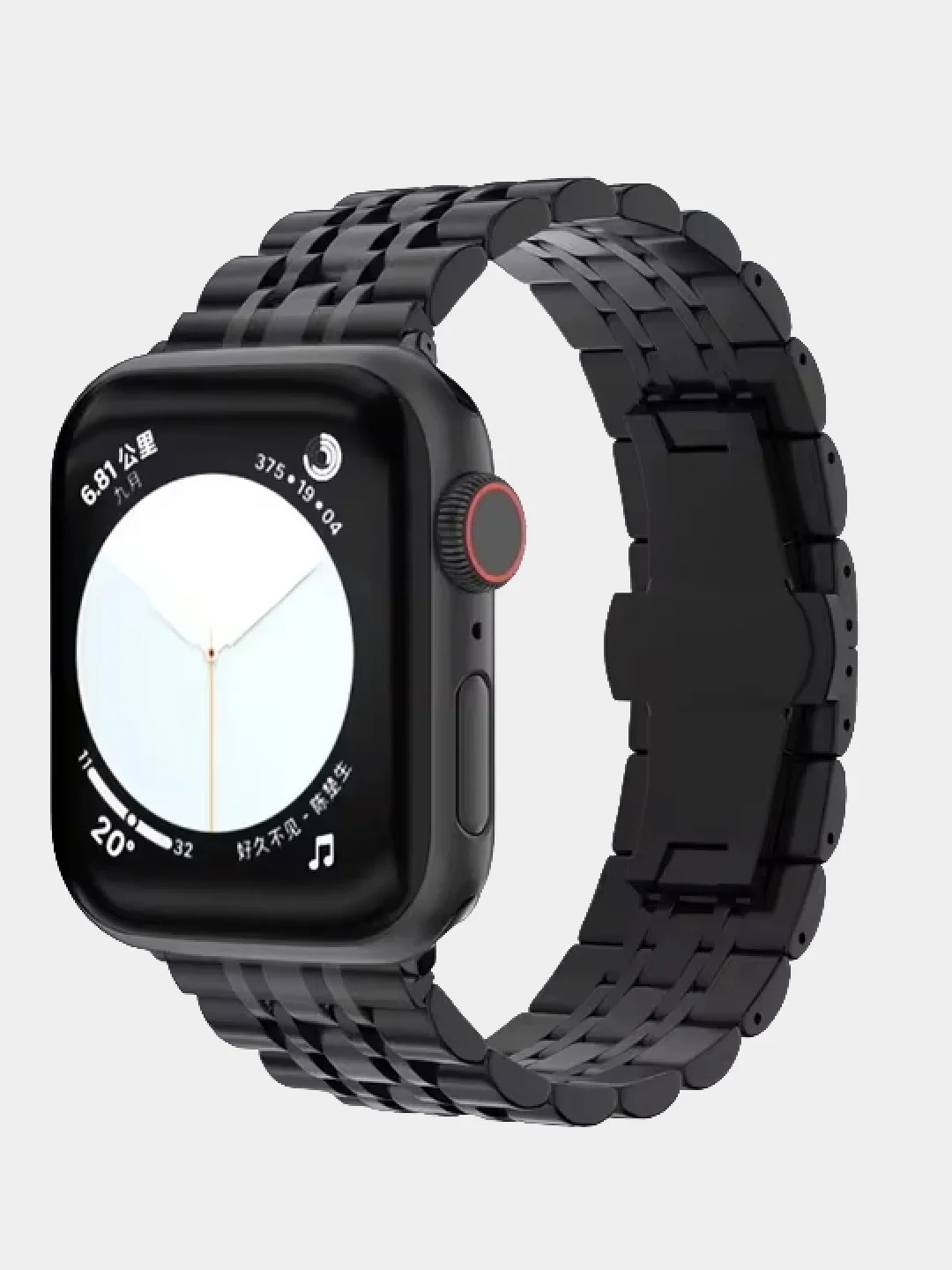 Черный металлический ремешок для Apple Watch 38, 40, 41, 42, 44, 45, 49 мм стальной браслет
