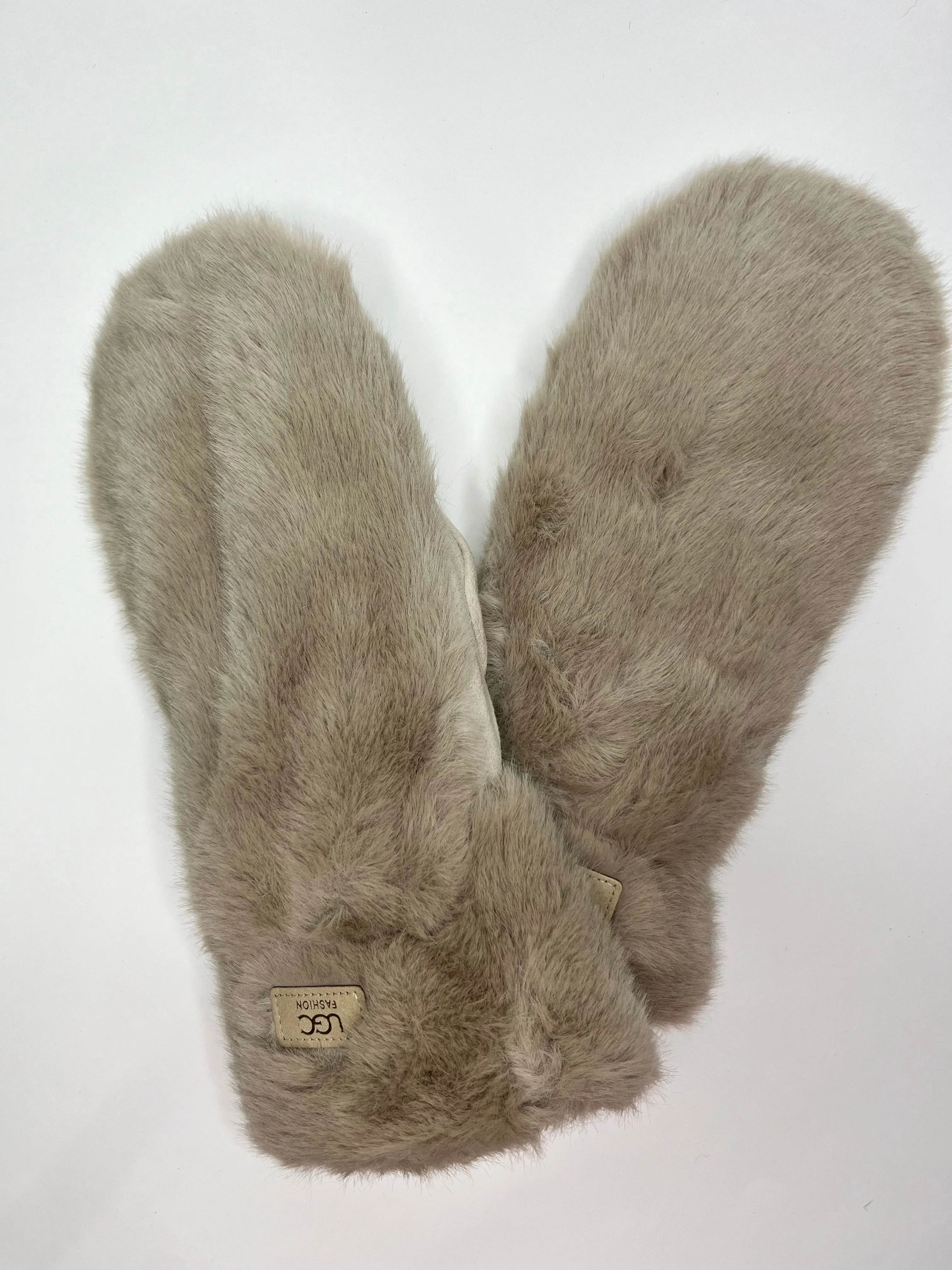 Бежевый варежки теплые меховые, зимние женские, UGS Fashion
