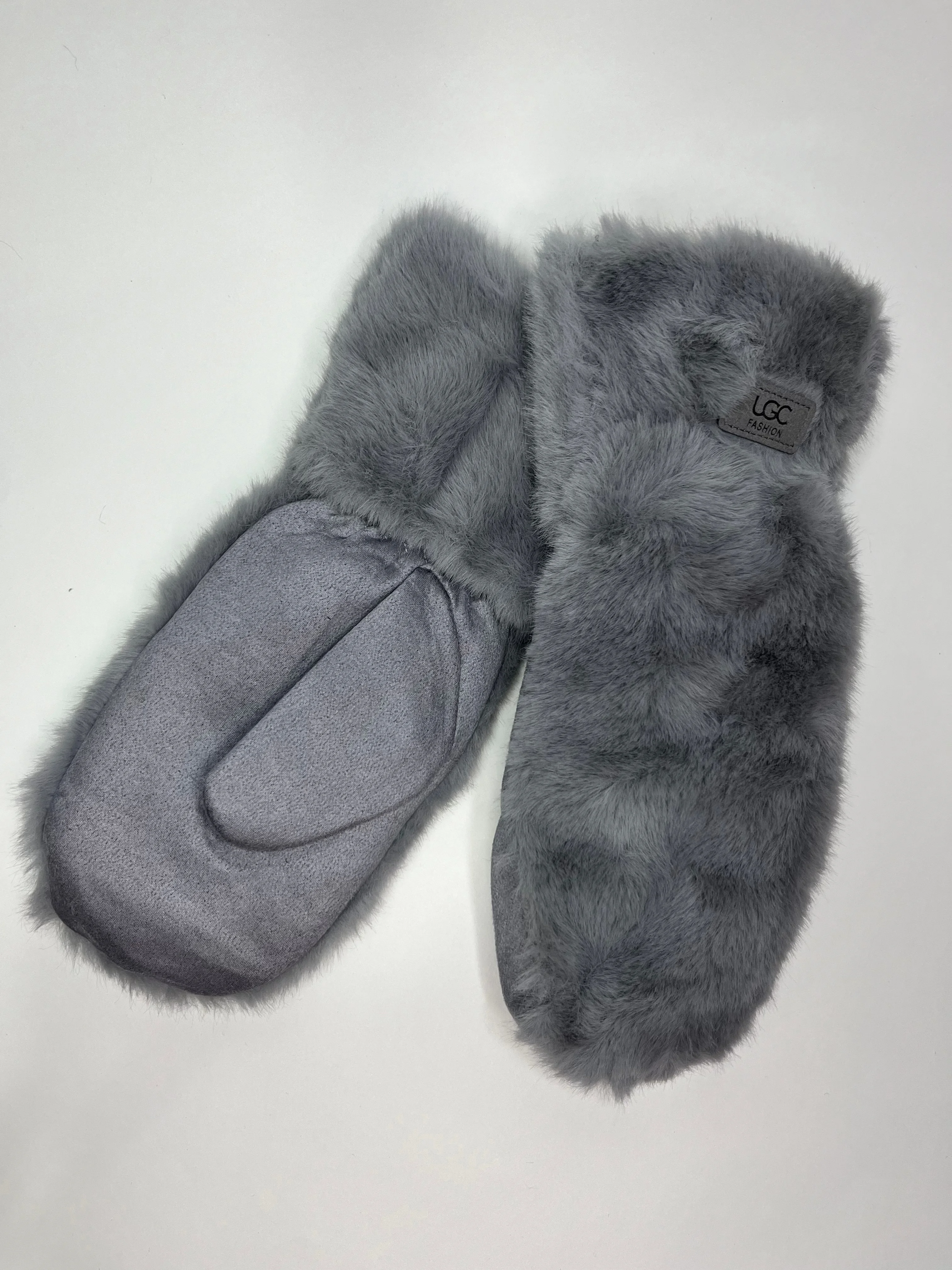 Серый варежки теплые меховые, зимние женские, UGS Fashion