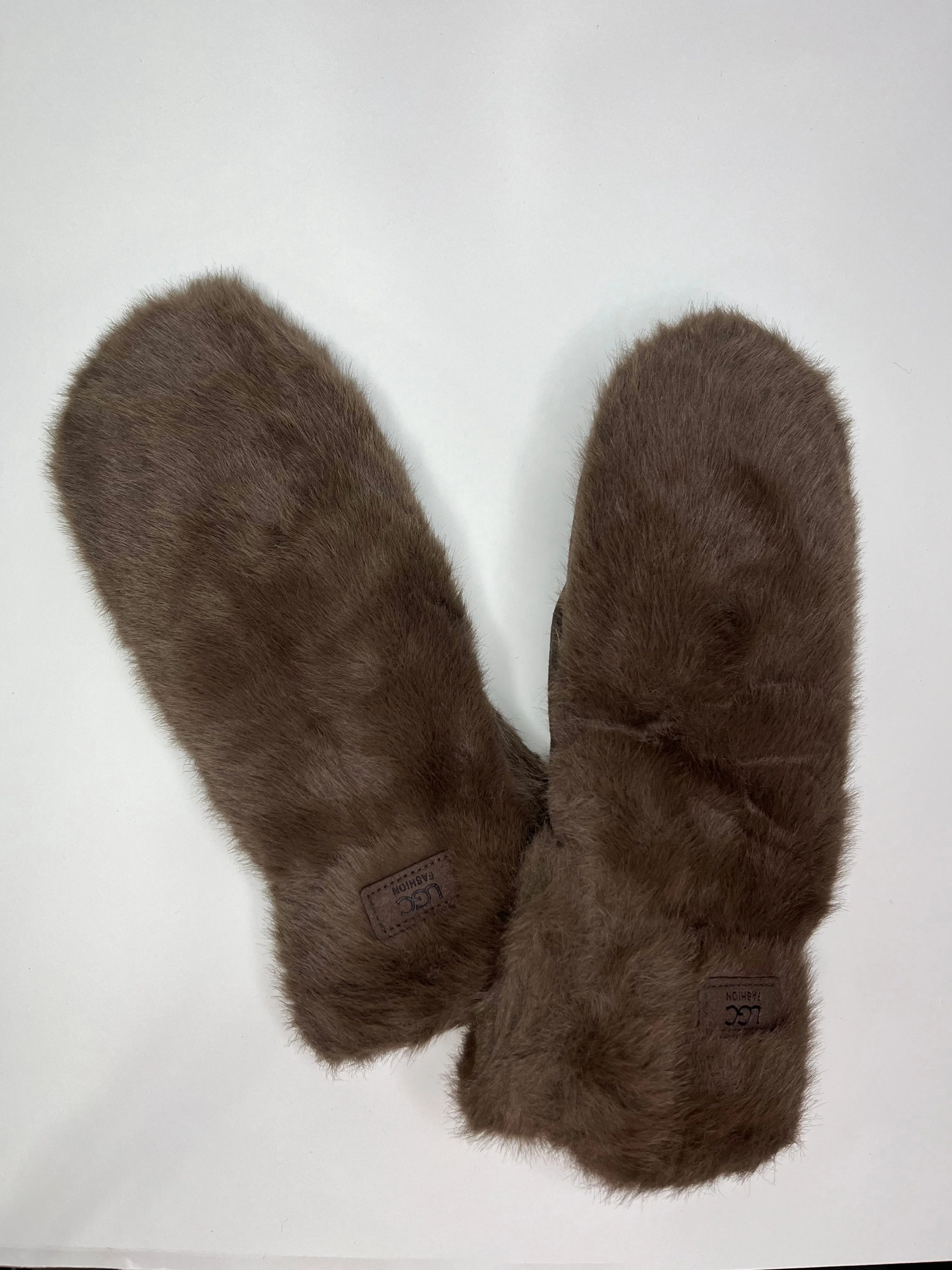 Коралловый меланж варежки теплые меховые, зимние женские, UGS Fashion