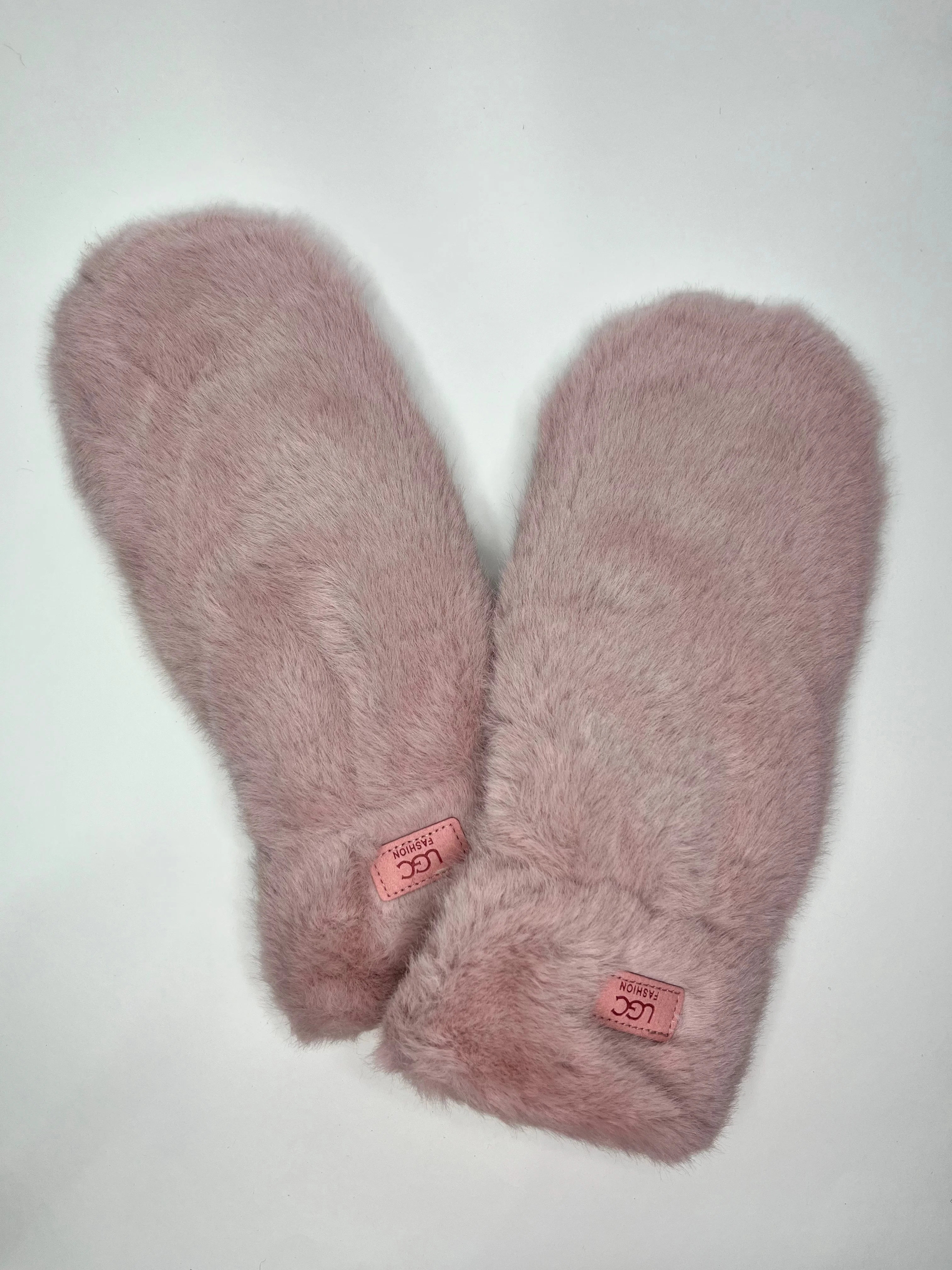 Коралловый меланж варежки теплые меховые, зимние женские, UGS Fashion