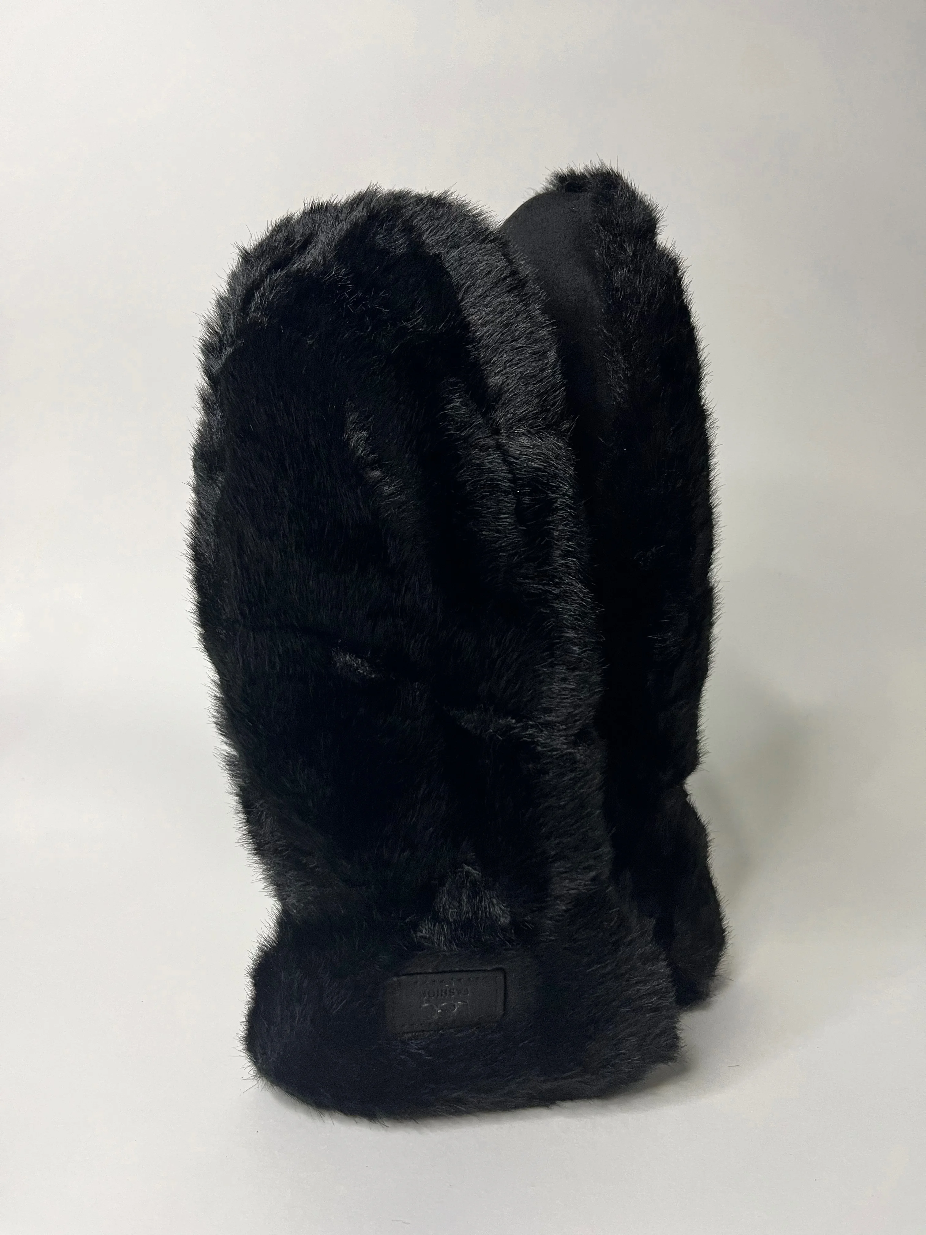 Черный варежки теплые меховые, зимние женские, UGS Fashion