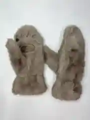 Коричневый варежки лапки детские меховые, зимние, для 7-11 лет, котик