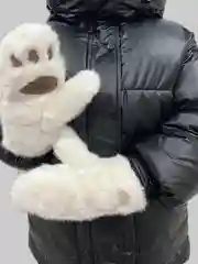 Белый варежки лапки детские меховые, зимние, для 7-11 лет, котик