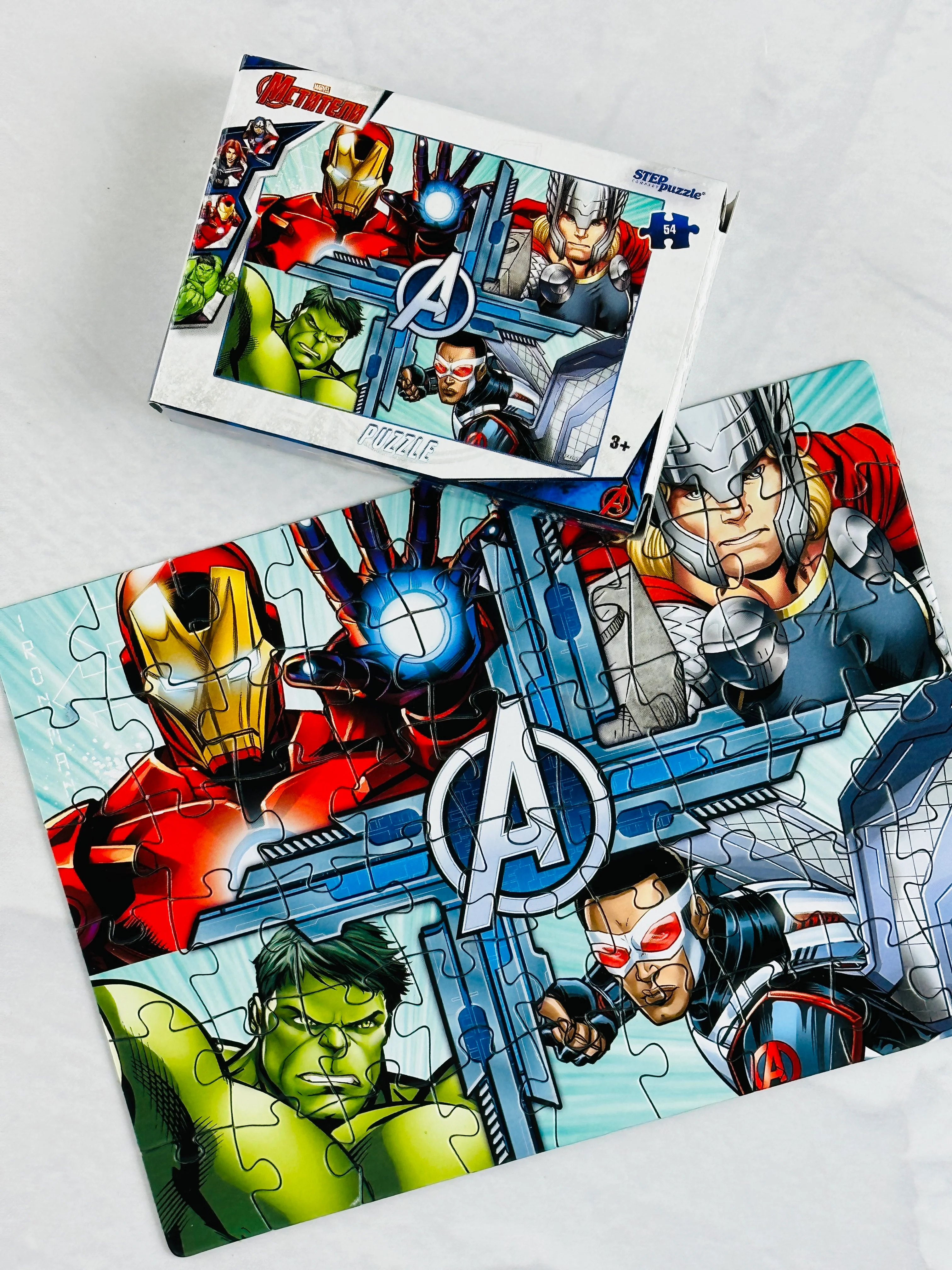 Мозаика пазл головоломка мстители мини 54 элемента марвел marvel тор халк железный человек