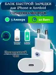Блок быстрой зарядки Android и iPhone Type-C ORG. Как родной iPhone блок питания