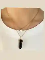 Угольный кулон Сердце на шнурке,цепочка-подвеска-ожерелье на шею, Кристалл чокер украшение, подарок