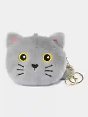 Серый кошелек - брелок Кот / Плюшевая мягкая игрушка Котик
