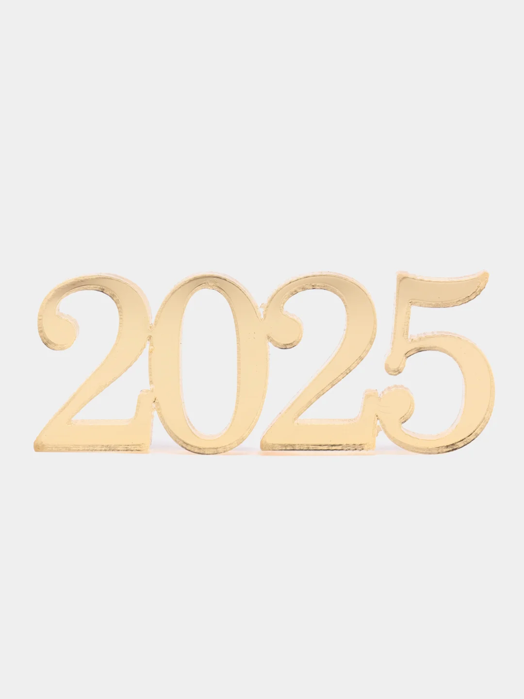 Золотой топпер #Т78 с надписью "2025" из акрила для торта, капкейков, бенто на новый год