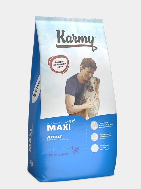 Сухой корм KARMY Maxi Adult Телятина 14 кг. для собак крупных пород старше 1 года
