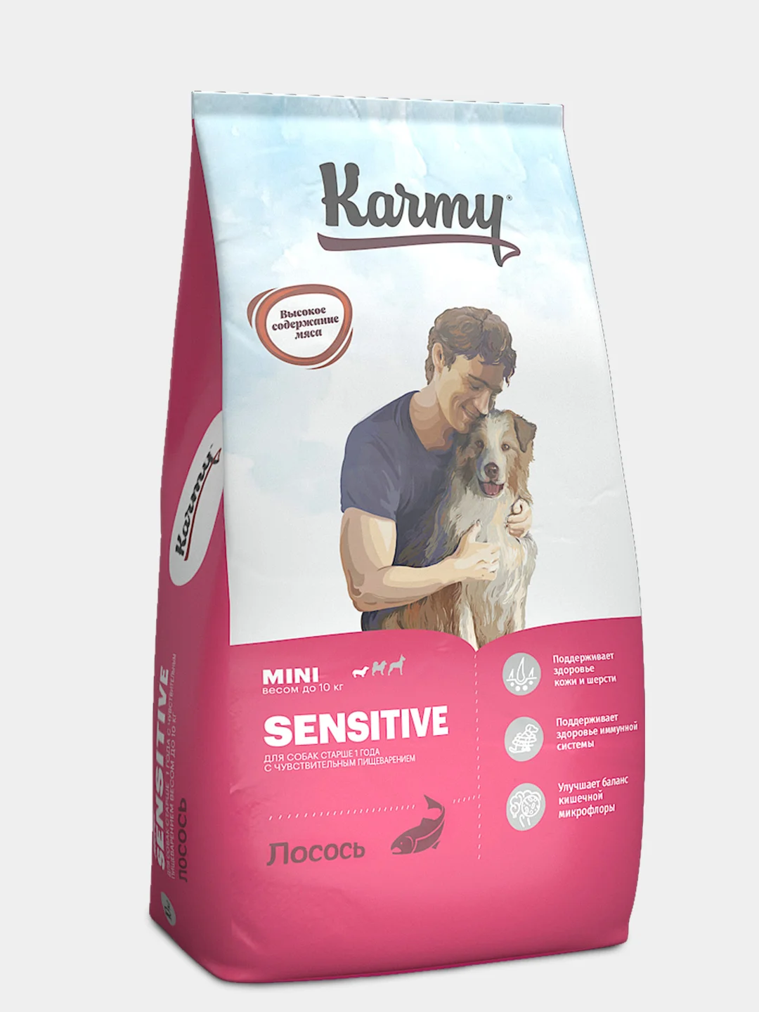 Сухой корм KARMY Sensitive Mini Лосось 10 кг для собак мелких пород с чувств-ым пищев-ем