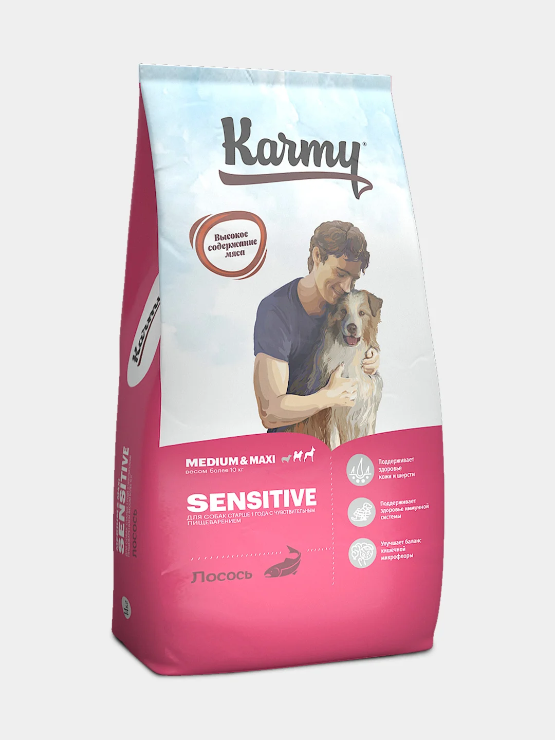 Сухой корм KARMY Sensitive Medium&Maxi Лосось 14кг для ср. и кр. пород с чувст-ным пищев-м