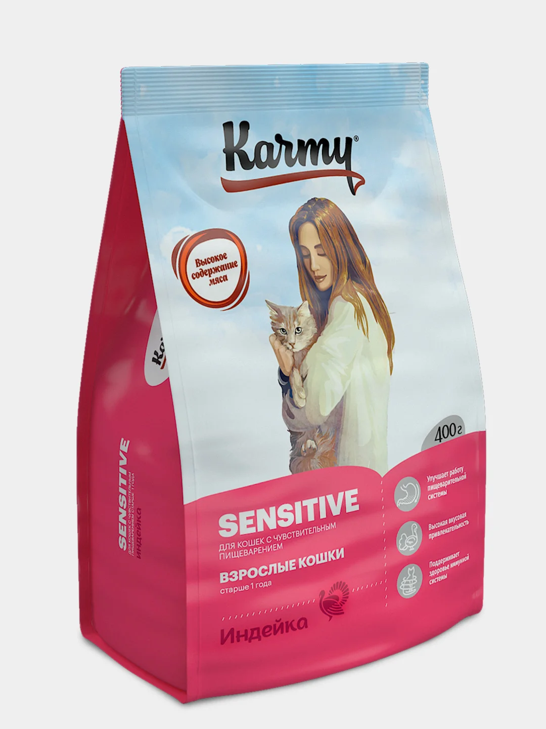 Сухой корм KARMY Sensitive Индейка 0,4 кг для кошек с чувствительным пищеварением