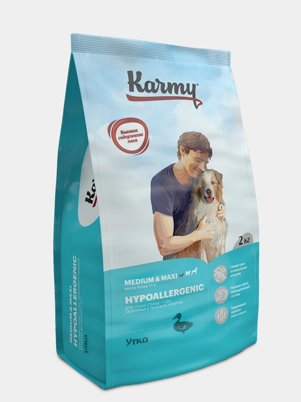 Сухой корм KARMY Hypoallergenic Medium & Maxi Утка 2кг для собак средних и крупных пород