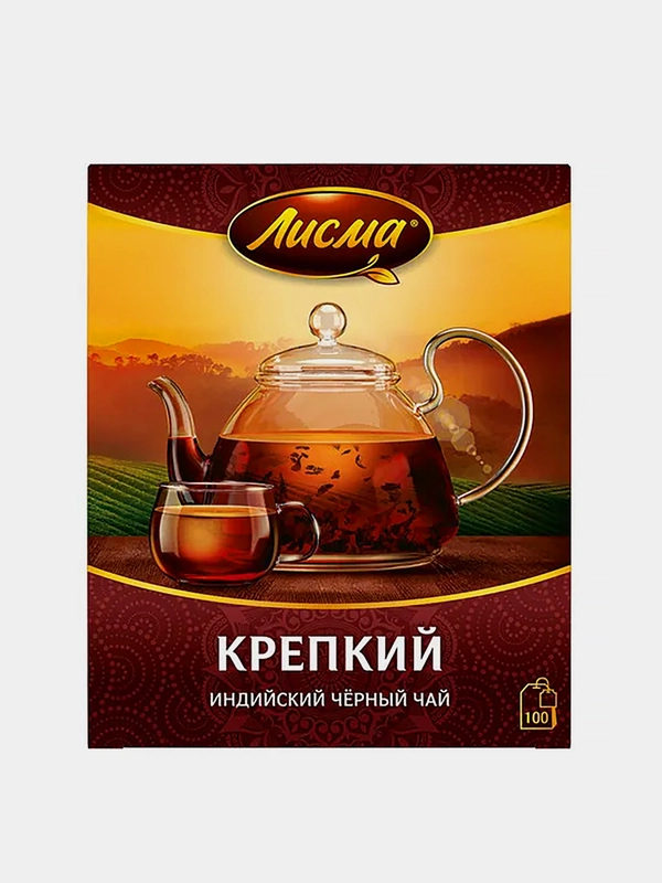 Чай чёрный Лисма "Крепкий", индийский, байховый, 100 пакетиков по 2 г