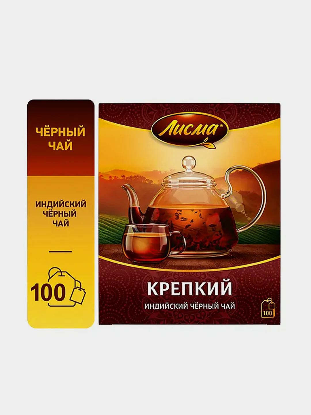 Чай чёрный Лисма "Крепкий", индийский, байховый, 100 пакетиков по 2 г