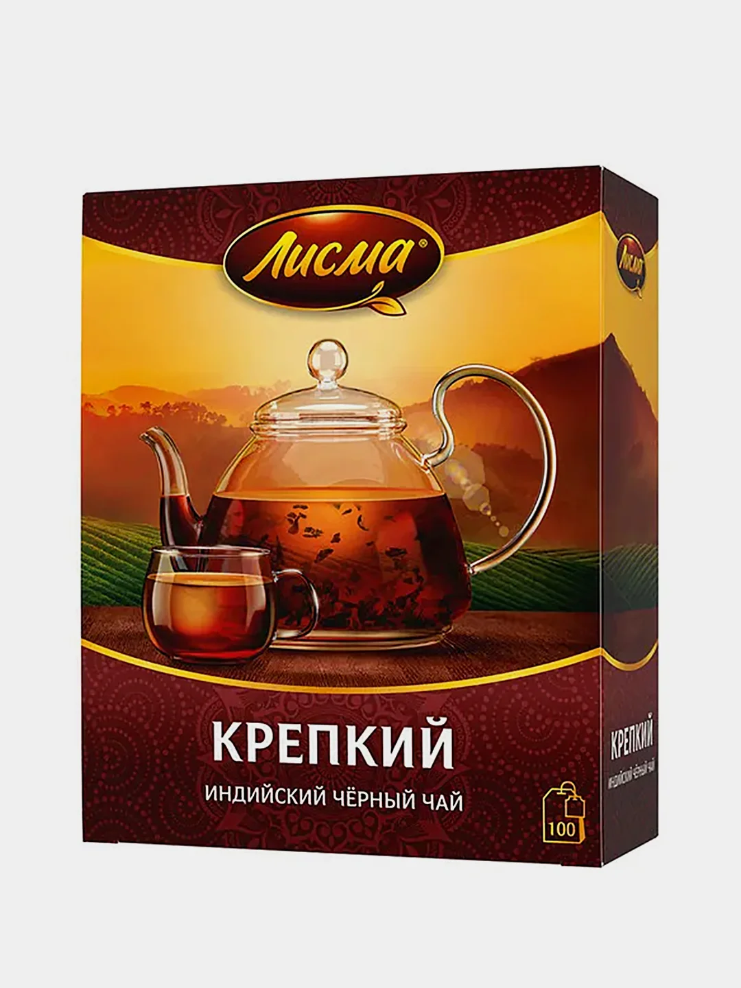 Чай чёрный Лисма "Крепкий", индийский, байховый, 100 пакетиков по 2 г