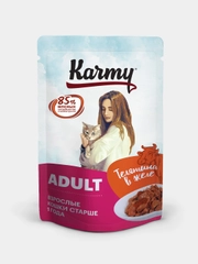 Влажный корм KARMY Adult Телятина в желе для кошек старше 1 года. Паучи 24 шт