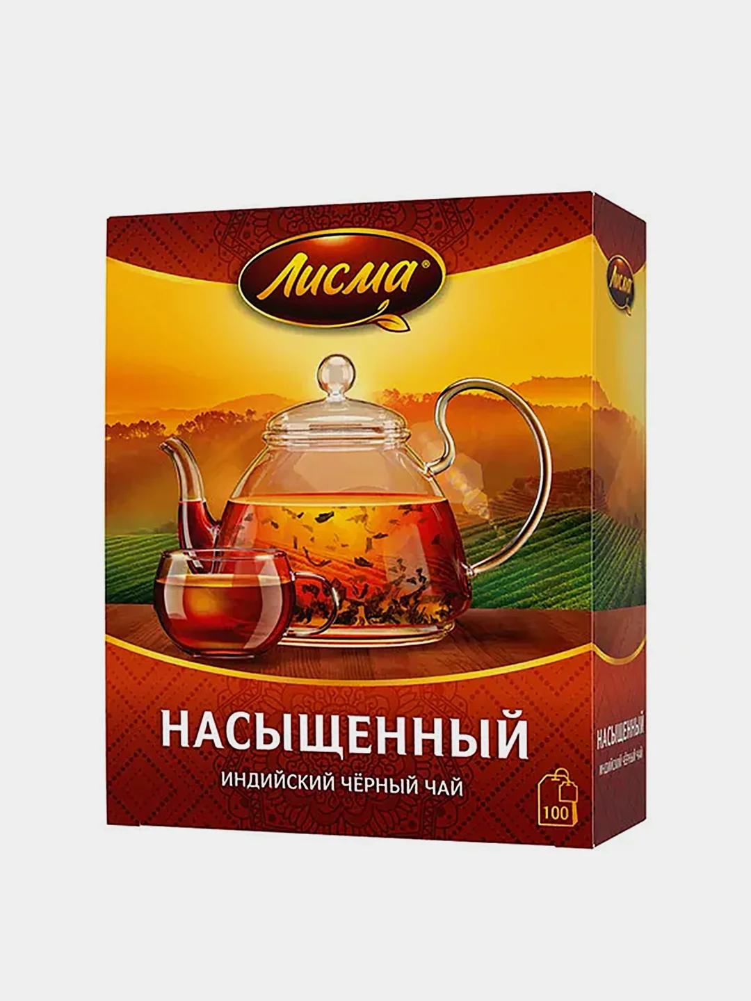 Чай чёрный Лисма "Насыщенный", индийский, байховый, 100 пакетиков по 1,8 г
